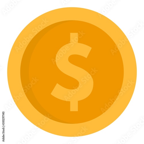 Dollar money coin icon. Flat illustration of dollar money coin vector icon for web design