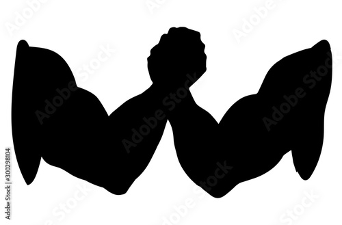 Hand wrestling contest. Vector drawing