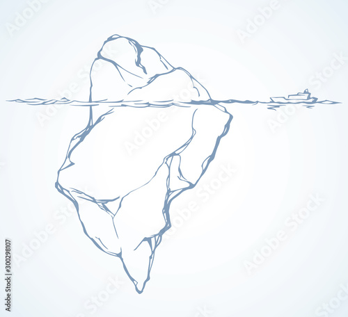 Iceberg in the ocean. Vector drawing
