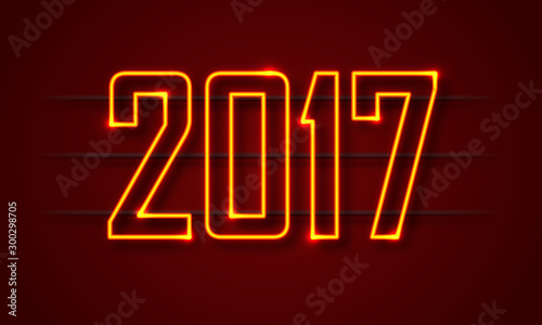 Glowing text 2017 for New Year celebration.