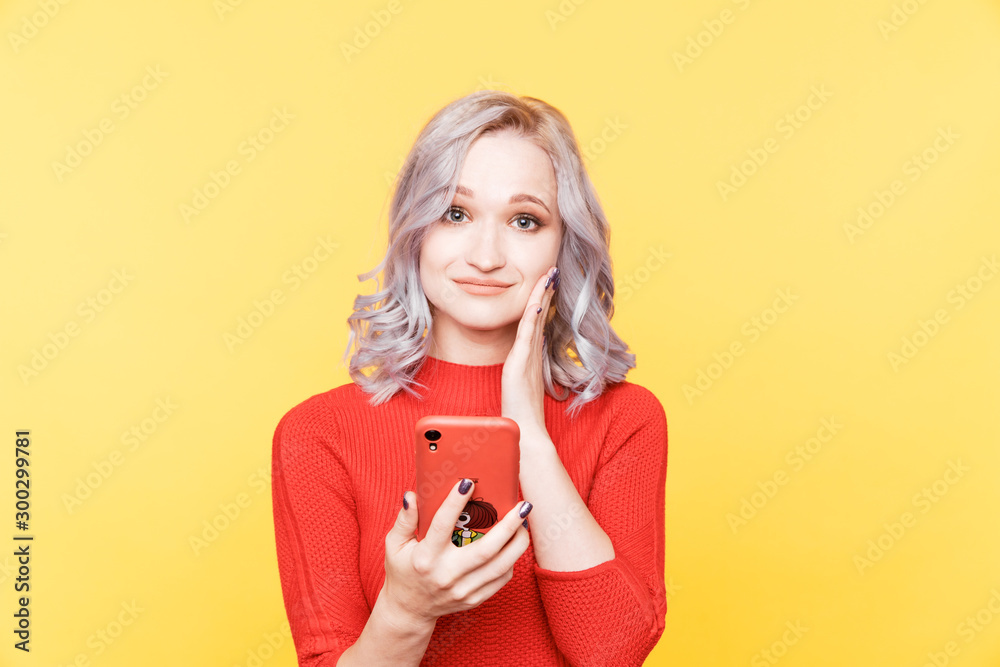 Pretty woman using mobile isolated Pretty woman using mobile isolated