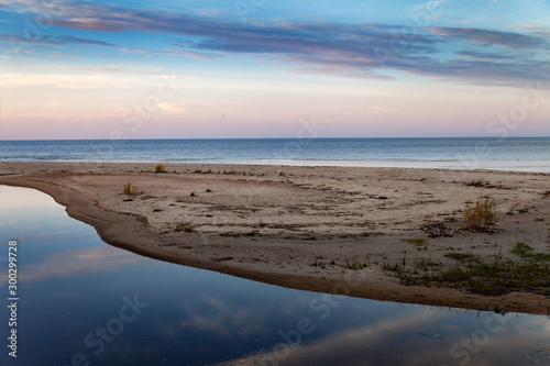 Blue evening by gulf of Riga  Baltic sea.