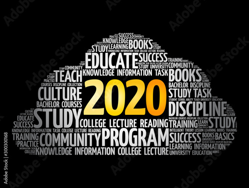 2020 Education word cloud, business concept background