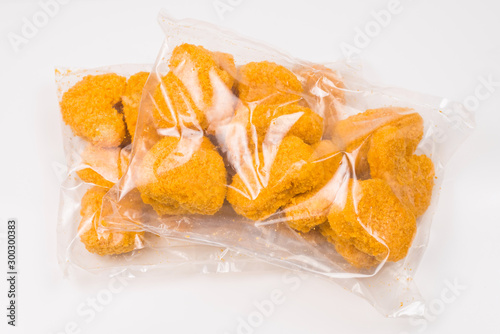 Packaging nuggets on a white background.