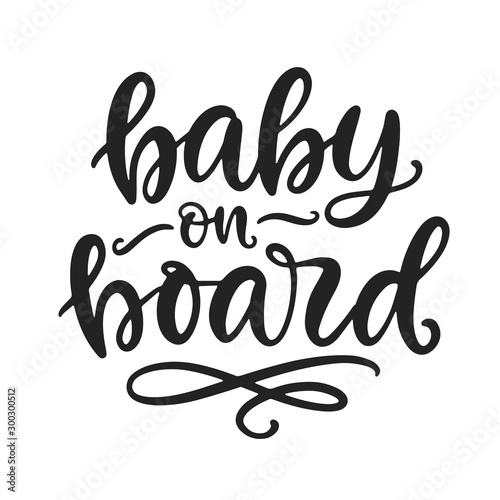 Baby on board hand lettering funny sticker