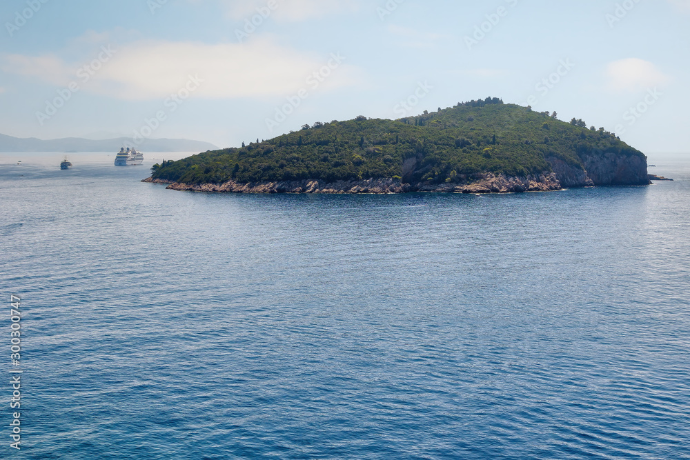 View of Lokrum island, near Dubrovnik, Groatia, in summer