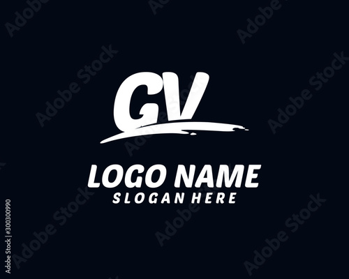 GV Initial with splash logo vector