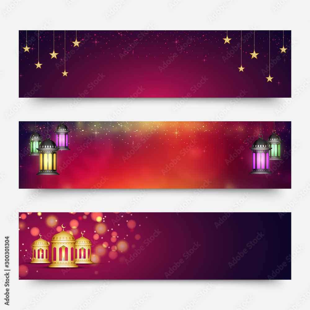 Web header or banner for Islamic Festivals.