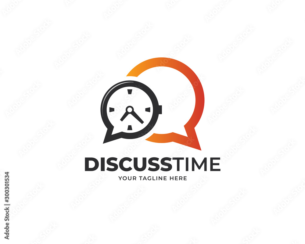 Obraz premium discussion time logo design vector