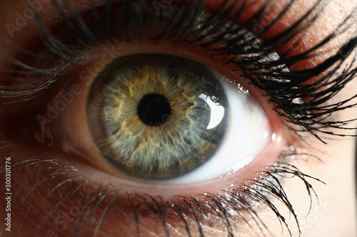 Human green eye supermacro closeup background