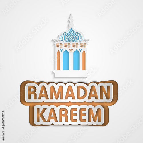 Ramadan Kareem celebration with colorful arabic lamp or lantern.
