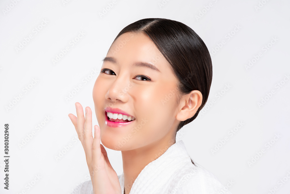 Beautiful young Asian woman face for beauty and skin care concepts Beautiful young Asian woman face for beauty and skin care concepts