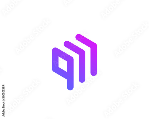 Letter Q or number 9 cube logo icon design template elements