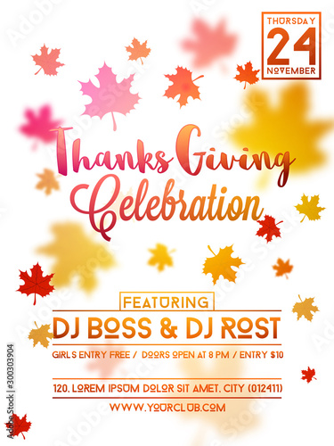 Invitation card for Thanksgiving Day Party.