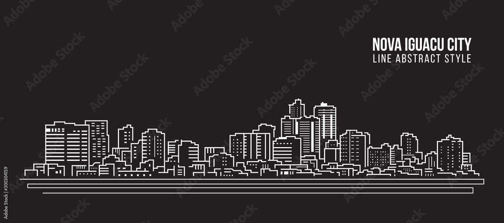 Cityscape Building panorama Line art Vector Illustration design - Nova iguacu city