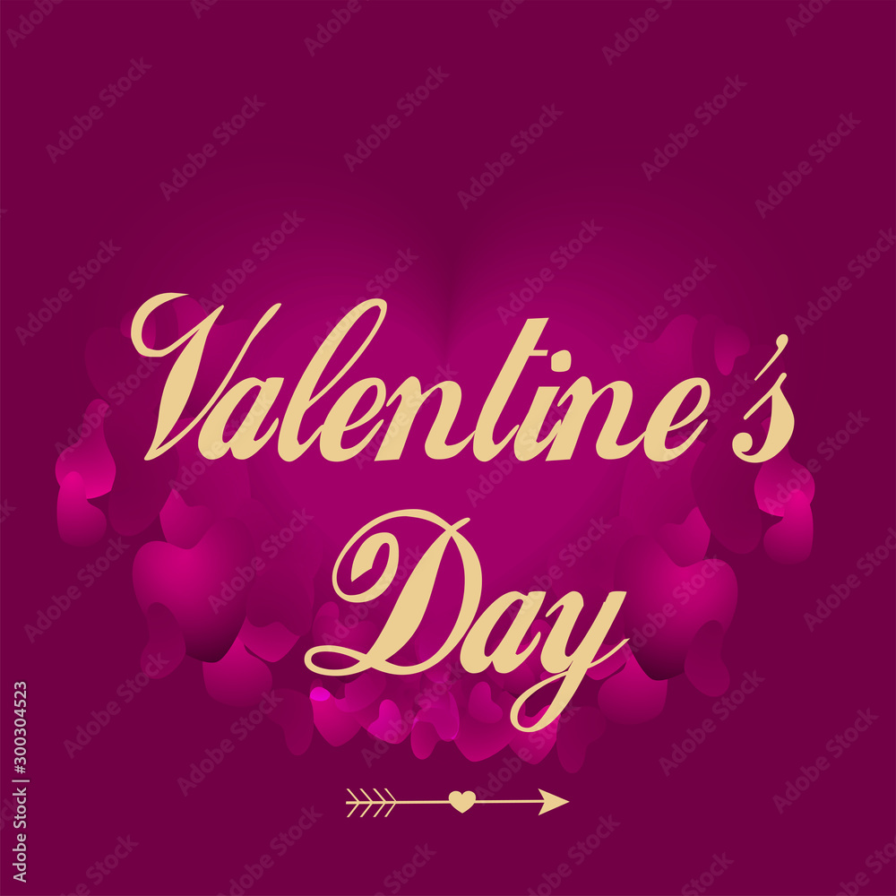 Greeting card with Hearts for Valentine's day Celebration.