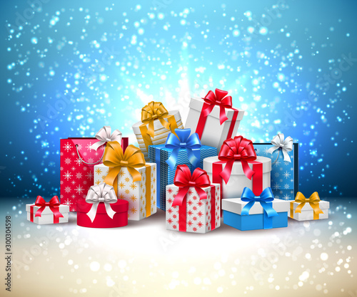 Vector christmas new year holiday present box gift