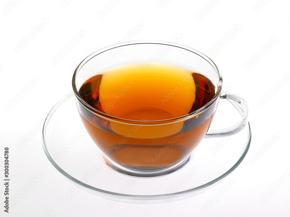 glass cup with tea on white background glass cup with tea on white background