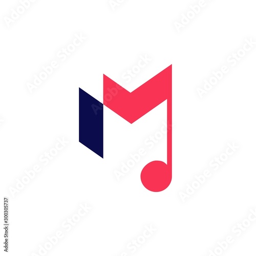 m letter music notes logo vector icon illustration