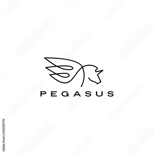 pegasus unicorn horse wing logo vector icon illustration