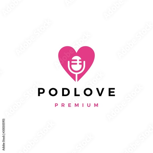 mic love podcast logo vector icon illustration