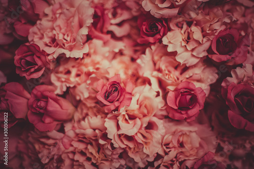 Artificial  Flowers Background in Vintage color tone