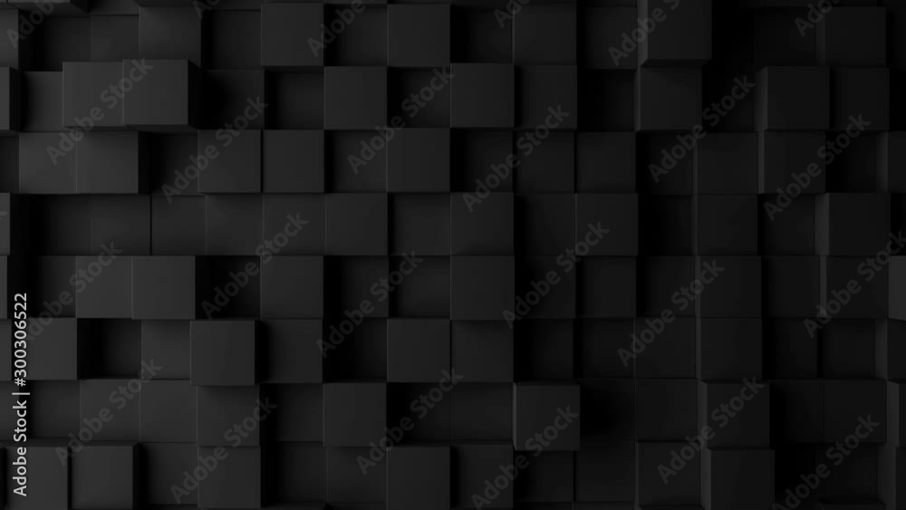Beautiful Abstract Cubes Looped 3d Animation. Dark Wall Moving