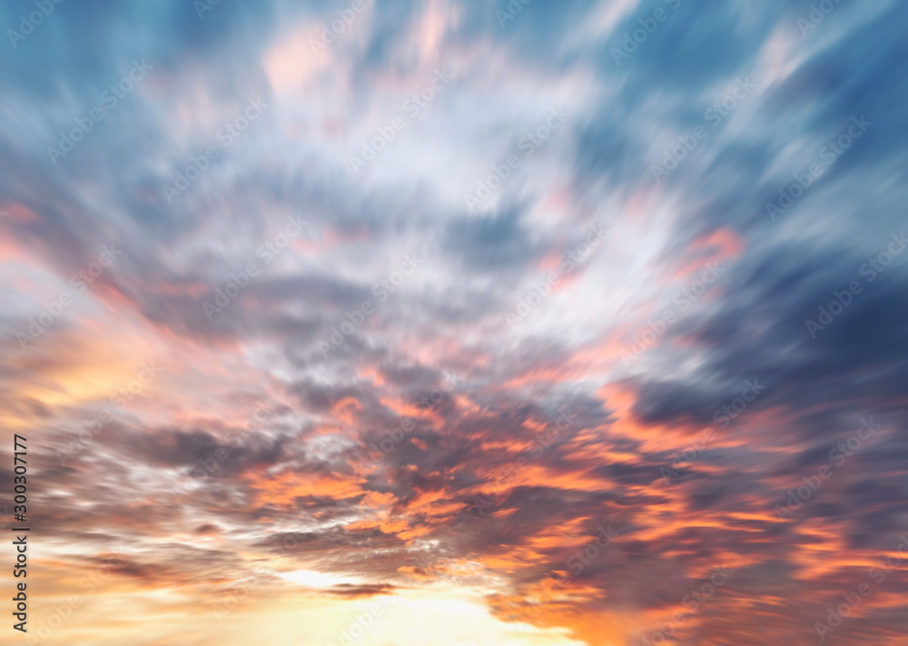 Blurred sunset cloud sky during morning open view out windows beautiful summer spring and peaceful nature background.