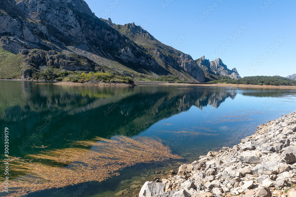 Lago del Valle lake in Somiedo Natural Park, Asturias, Spain