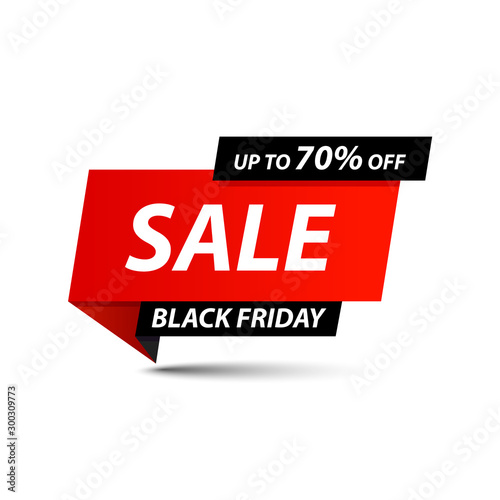 Black Friday Sale tag. Special offer, big sale, discount, best price, mega sale banner. Shop or online shopping. Sticker, badge, coupon, store. Vector Illustration.