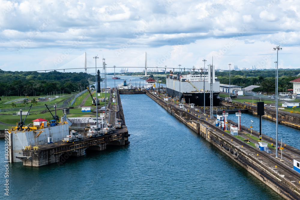 Entering a Lock of the Panama Canal