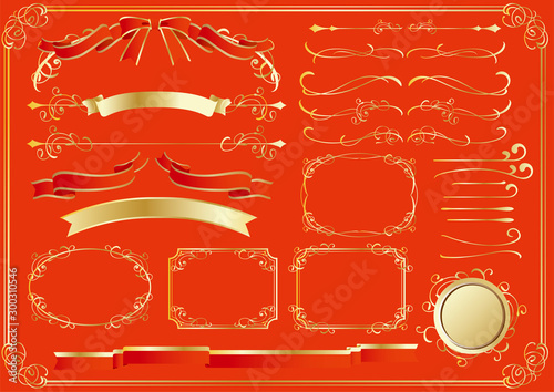 リボンと飾り罫セット