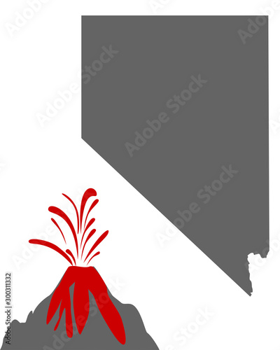 Karte von Nevada mit Vulkan
