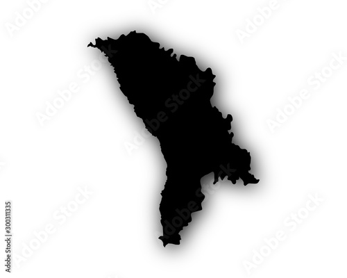 Karte von Moldawien mit Schatten