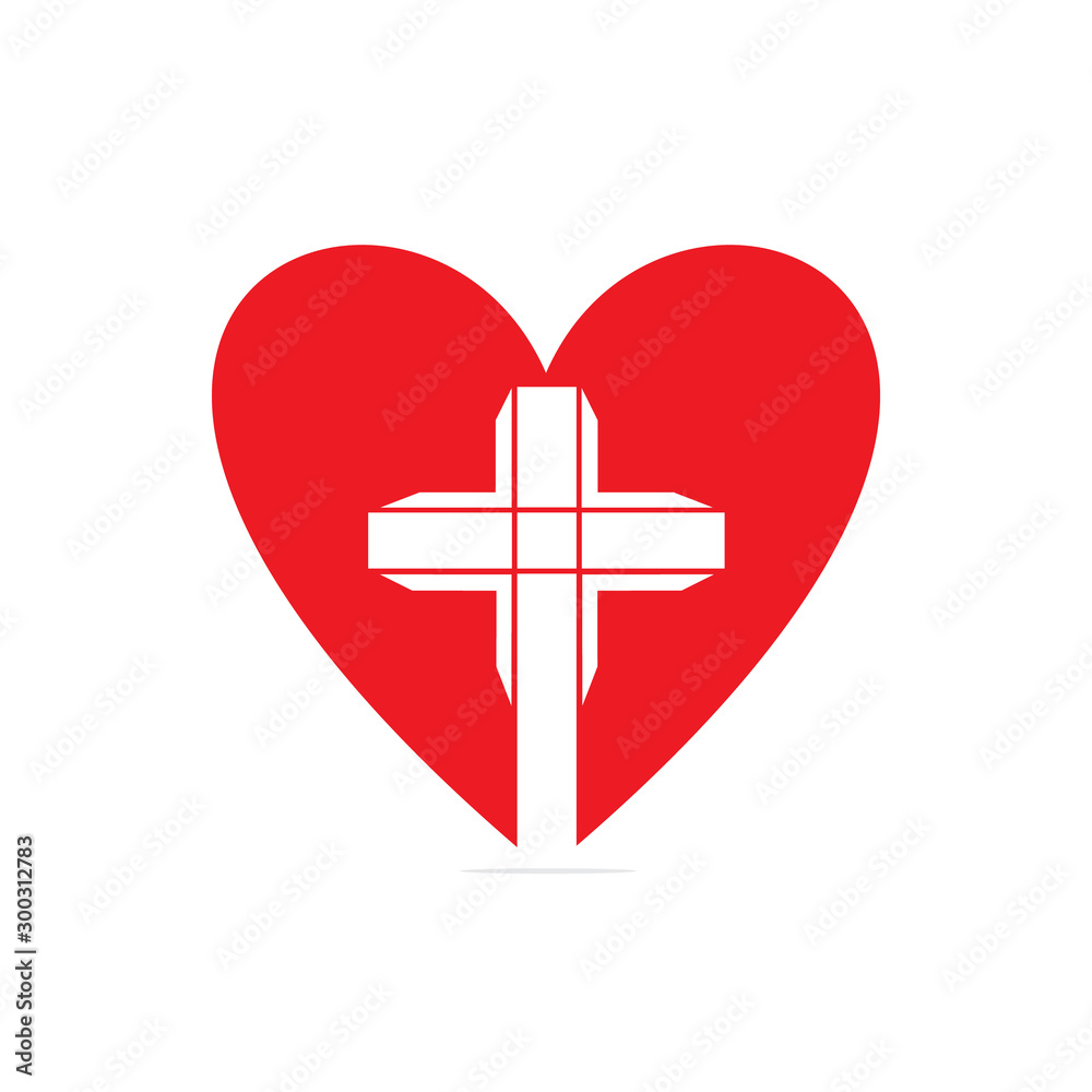 People heart shape logo design. Template and Christian organizations cross. Stock Vector | Adobe Stock