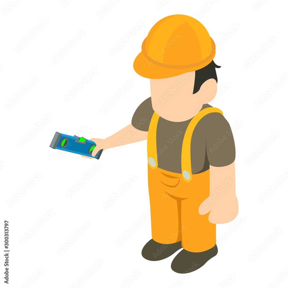 Builder icon. Isometric illustration of builder vector icon for web Builder icon. Isometric illustration of builder vector icon for web