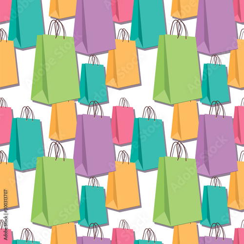 seamless pattern with shopping bags on a white background