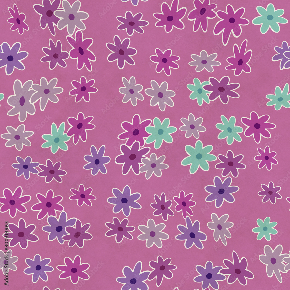 simple flowers patter, seamless background
