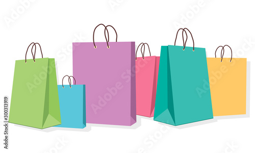 colorful shopping bags isolated on white background