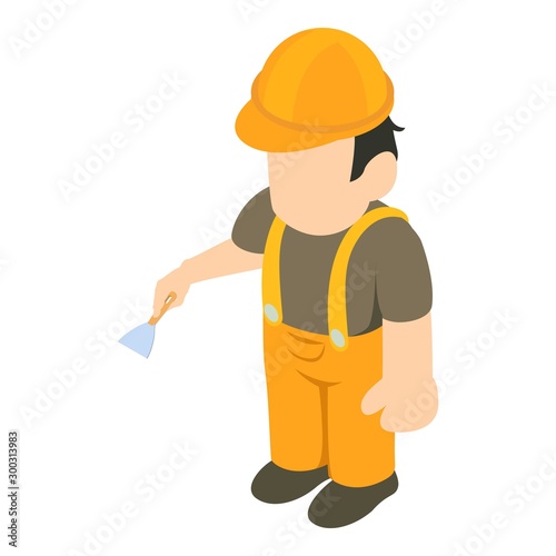 Plasterer icon. Isometric illustration of plasterer vector icon for web