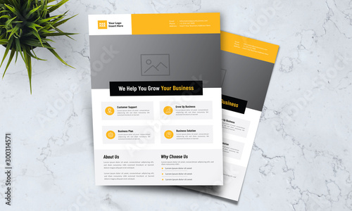 A4 minimalist modern elegant business template flayer vol 58 with orange, white and grey color cmyk ready to print in vector editable layer