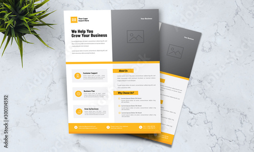 A4 minimalist modern elegant business template flayer vol 59 with orange, white and grey color cmyk ready to print in vector editable layer