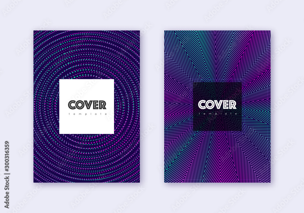 Hipster cover design template set. Neon abstract l Hipster cover design template set. Neon abstract l