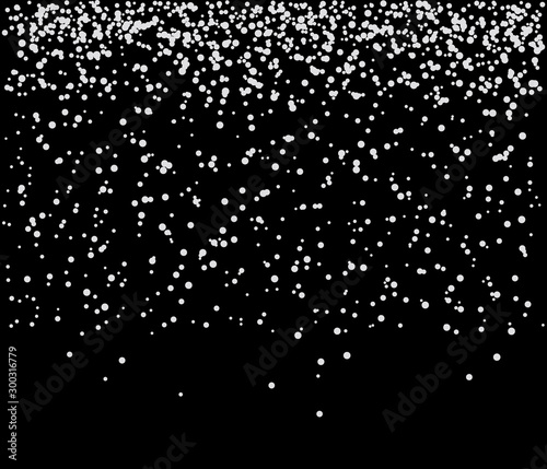 White dots falling from sky on black background
