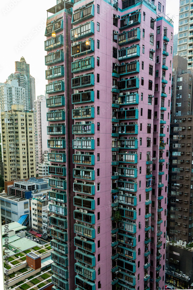 The skyscrapers of Hong Kong in close-up.