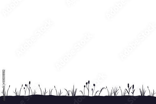 Seamless pattern with silhouette of grass on the ground