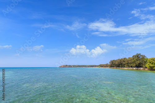Crystal clear turquoise blue sea at Rawai Beach, Phuket, Thailand © wirojsid