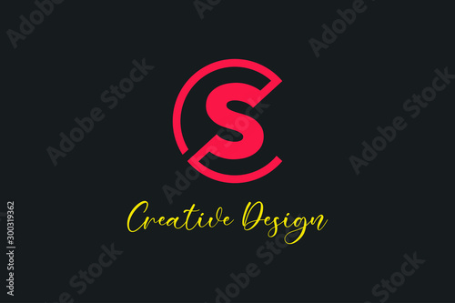 Initial Letter C and S or E and S Logo Design Flat Vector Illustration