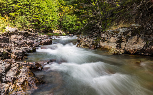 Fast rapids in Tierra del Fuego National Park in Argentina