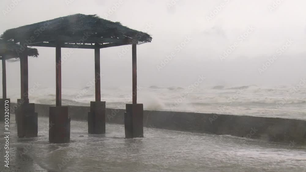Hurricane Storm Surge Waves Flood Coastal Road - Megi Hurricane Storm Surge Waves Flood Coastal Road - Megi
